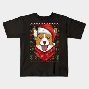 Ugly Christmas Corgi Santa Costume Corgi Christmas Gift Kids T-Shirt